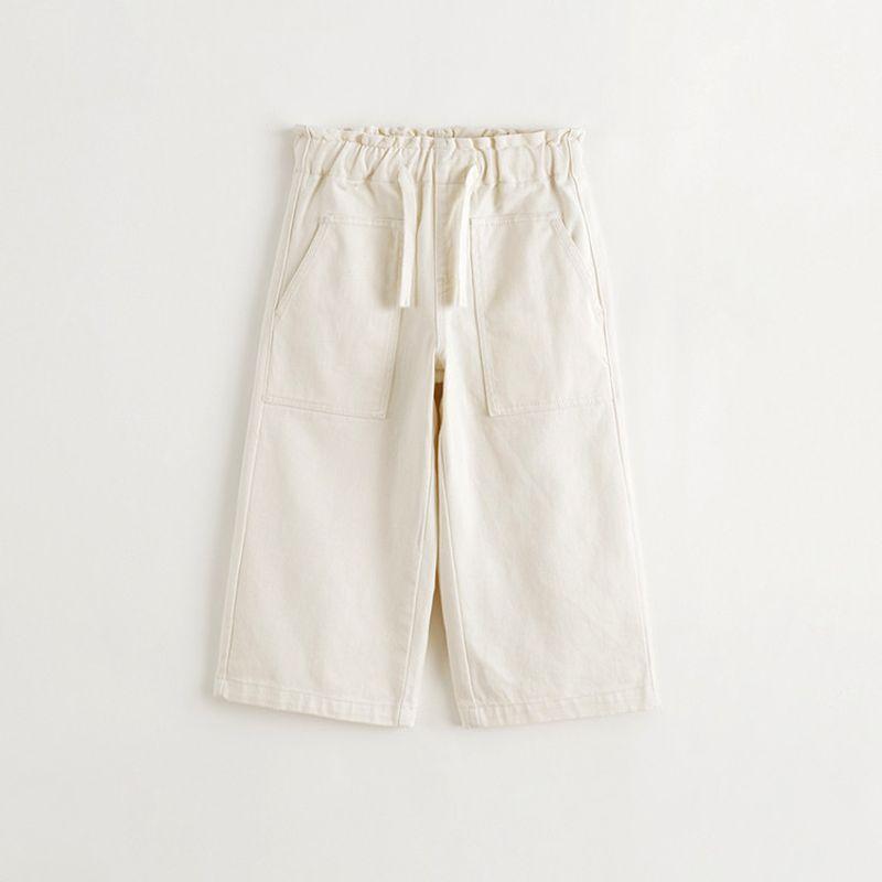 Mark Jenny Girls  Lace-Waist Large Pocket Jeans Straight-Leg Pants Children s Pants Spring Children s Clothing 241388 Rice White 100