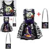The Nightmare Before Christmas Halloween Girl Dress With Cartoon Pattern And Accessories For Kids