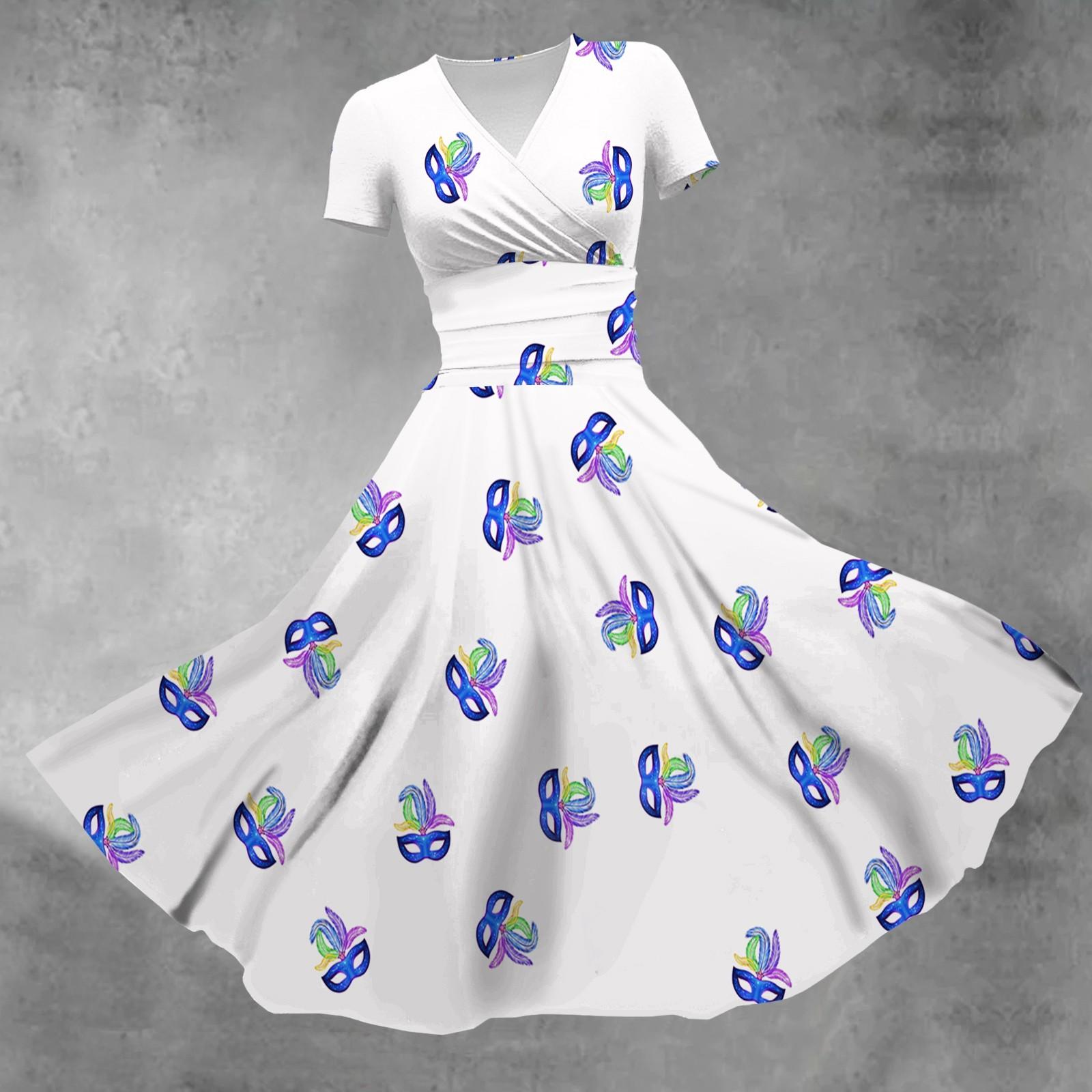 

Жіноча сукня принцеси, сексуальна карнавальна сукня з V-подібним вирізом і принтом на талії, плісе з короткими рукавами XL білий