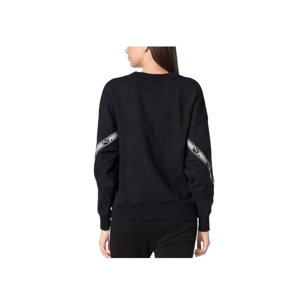 Puma Casual Sports Logo Pullover Long Sleeve Sweatshirt Women Sweatshirt Black 596019-01