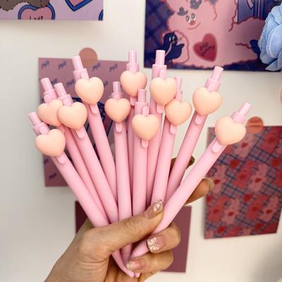 10Pcs LOVE Heart Neutral Pen 0.7mm Black Ink Student Writing Pens Stationery School Office Supplies Stationary
