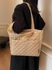 Large Diamond Lattice Cotton Padded Women's Tote – Autumn/Winter Casual Fashion Handbag