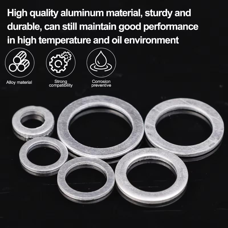 100PCS M6-M14 Car Sealing Gasket Aluminum Screw Washer Auto Engine Bottom Oil Drain Screw Sealing Gasket Accessories