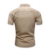 Men Shirt Solid Color Simple Casual Turn-down Collar Flap Pockets Summer Shirt Daily Clothes
