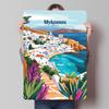 Mykonos Griechenland Poster Metallschilder Stadtposter Schlafzimmerdekoration Wohnzimmer Individuelles Blechschild für Wandkunstdekoration Retro