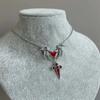 Punk Cross Bat Necklace,Gothic Jewelry,Vampire Accessories,Witchcraft,Blood Cross,Pagan,Vintage,Bat Wings Heart,Choker for Women