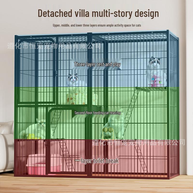 Extra-Large Three-Layer Cat Cage Villa for Household Use