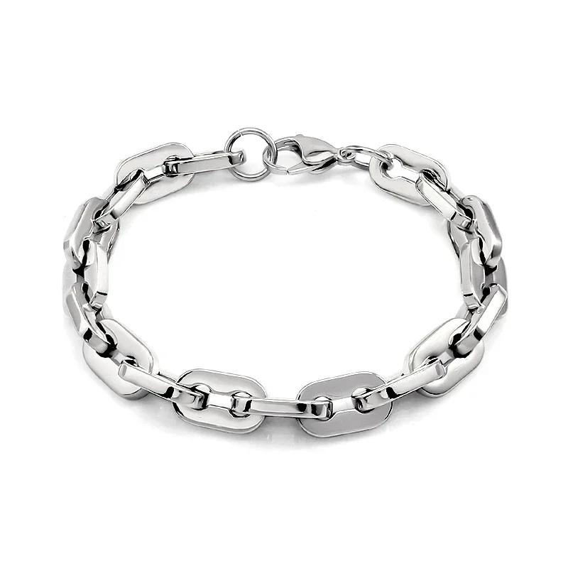 

Unisex Punk 316L Stainless Steel Chain Link Bracelets For Women Men T toggle Round Circle Lock Clasp Exquisite Bangle Bracelets
