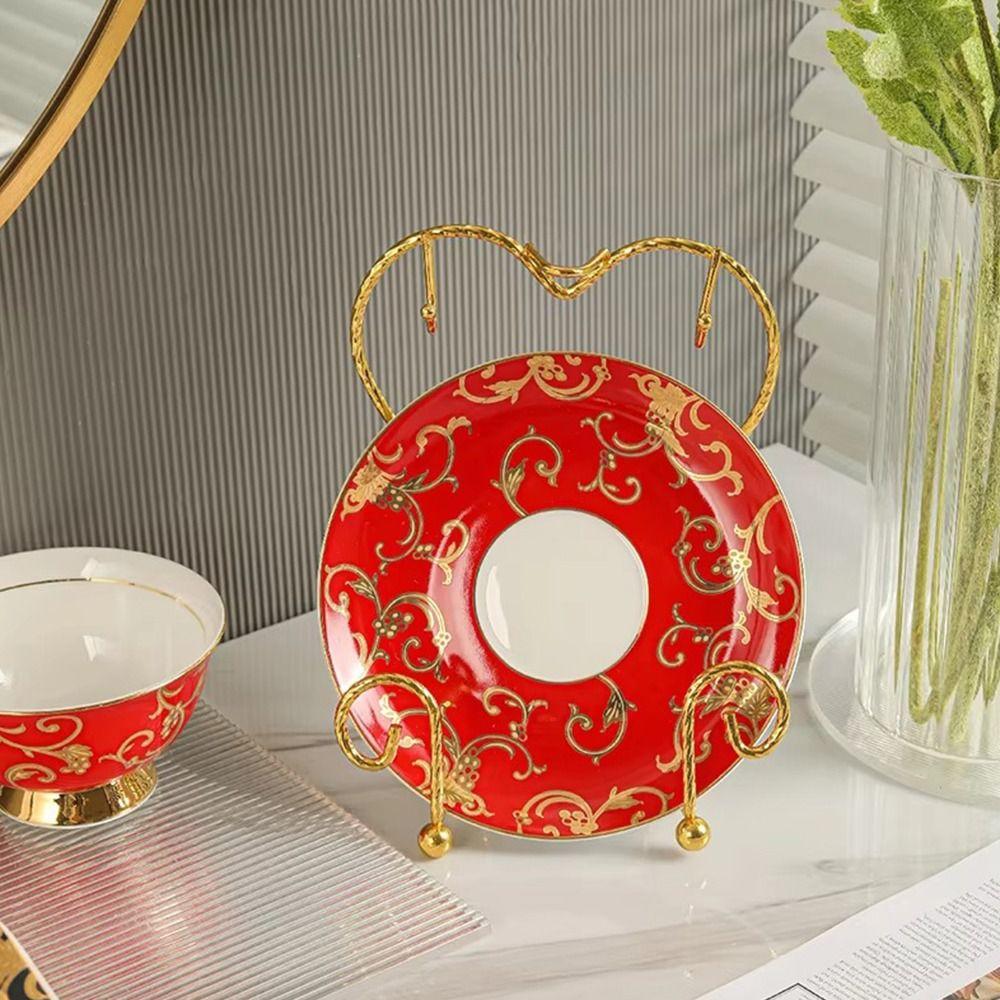 Storage Organizer Cup and Saucer Display Stand Metal Saucer Holder Coffee Cup Holder  Home Kitchen