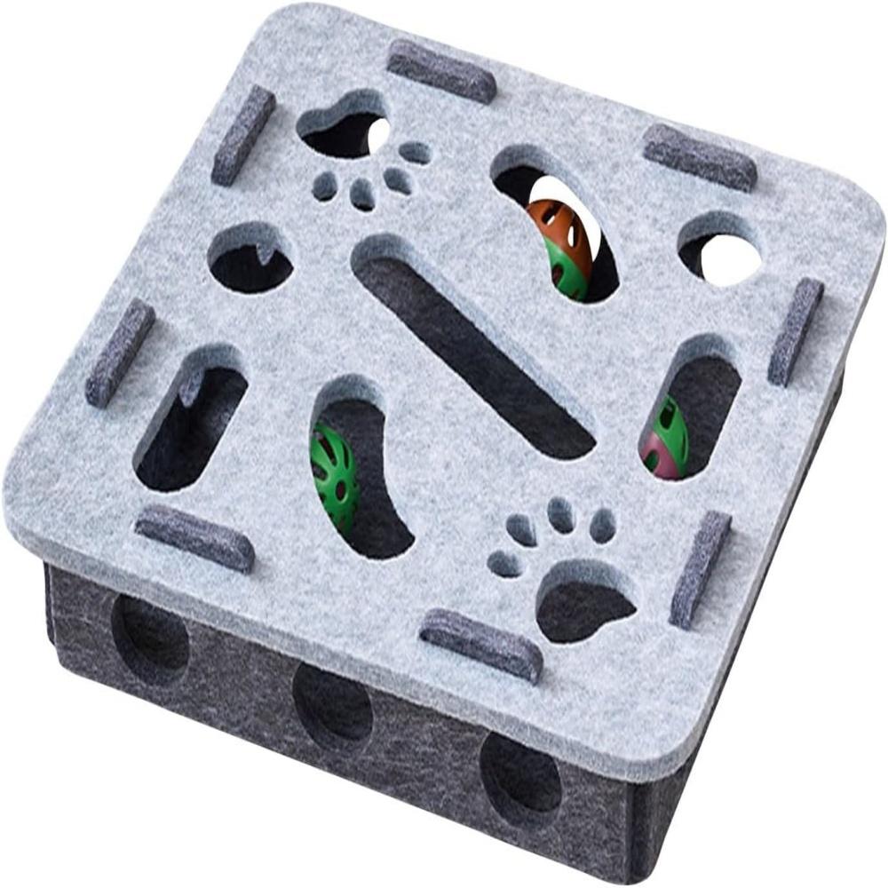 Interactive Cat Toy, Cat Puzzle Toy, With Maze Tunnel Bell Balls (2 Pieces), Durable Felt Material,No Need For Batteries