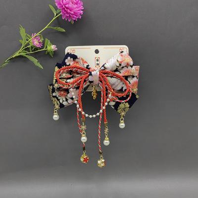 Creative Japanese Style Sakura Bow Hairpin Retro Sweet Kimono Barrettes Hair Accessories Tassel Bowknot Hair Clip Cosplay