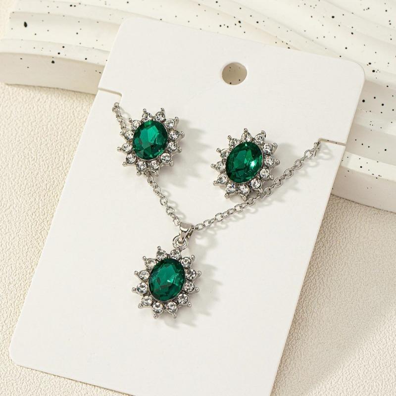 Fashion Suit Jewelry Temperament Sunflower Zircon Earrings Kate Sapphire Necklace