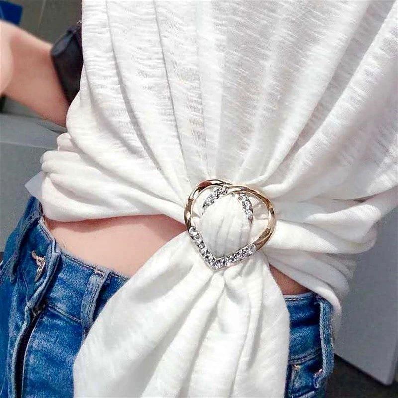 Love Scarf Buckle Geometric Flower Designer Clothing Corner Buckles Basic Minimalist Dual Purpose Hem Shirt T Shirt Buckle AccessoriesGeometric