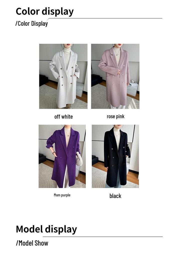 2025 Stylish Mid-Length Double-Sided Wool Coat for Women: Elegant Korean Design, Perfect for Modern Moms