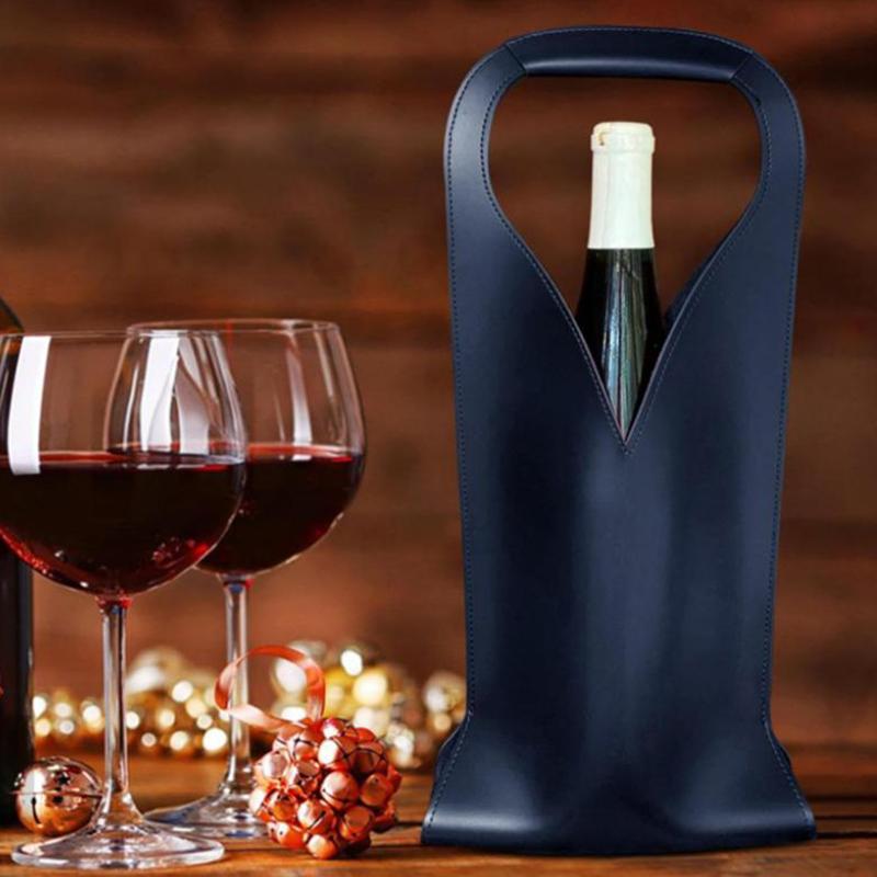 Wine Gift Bag, Reusable Leather Wine Tote Carrier, Double Layer Champagne Beer Gift Bags Carrier, For Birthday Bridal Showers