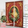 2pcs 2D Flat Printing Christmas Party Curtains Christmas Wreath Santa Claus Portrait Digital Printed Polyester Drapes Festive