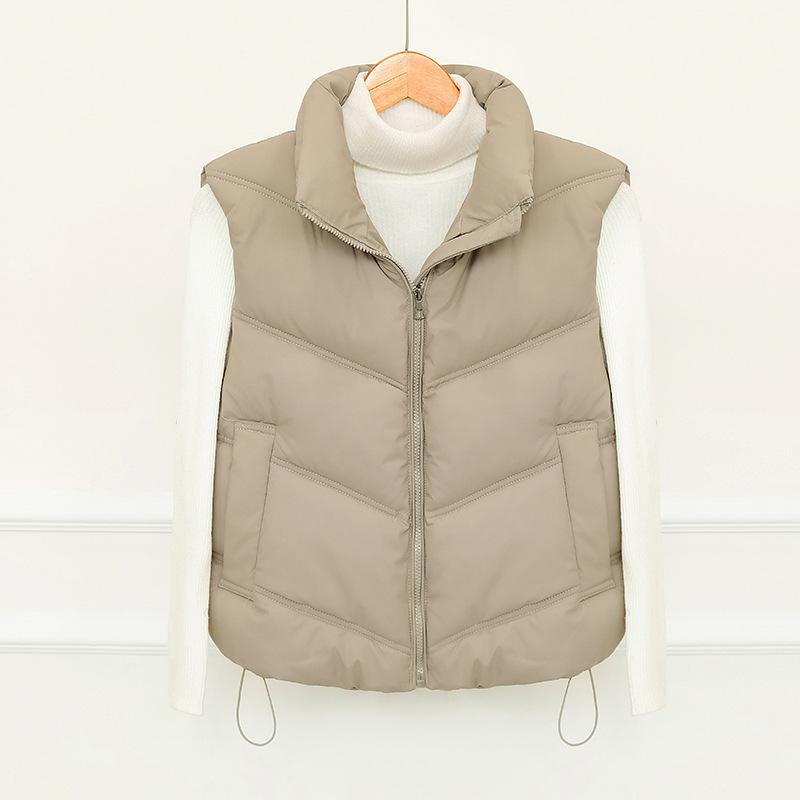 Winter new down cotton vest women's simple fashion short stand-up collar cotton jacket vest jacket tide