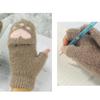 Cartoon Plush Cats Paw Fingerless Mittens with Flip Top Winter Knitted Gloves Stretchy Soft Mitten Elastic Warm Mitte