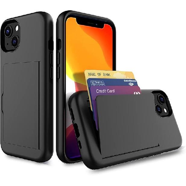 for iPhone 13 Mini Case with Card Holder,Credit Card Slot Protective Wallet Case - Grey