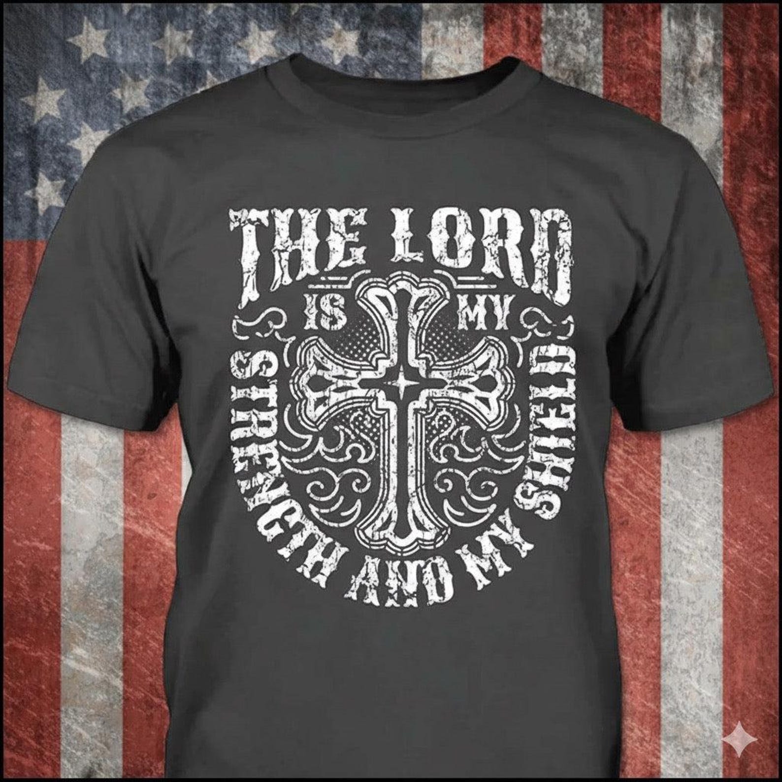 Distressed Bible Verse Cross T-Shirt – Christian Religious Gift S