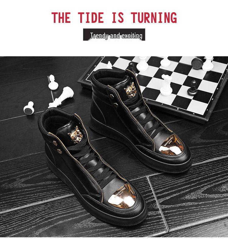2025 Autumn/Winter Men's High-Top Martin Boots Leather Sneakers Korean Style Casual Street Dance Trend