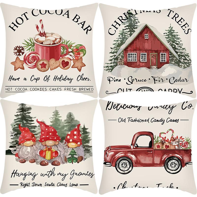 

New Christmas Elk Christmas Dwarf Line Print Pillow Home Sofa Cushion Cover 45 * 45Cm pillowcase
