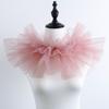 Women Tulle Ruffled Fake Collar Multi-Layered Mesh Clown Choker Lace-Up Ribbon Neck Ruff Shawl Fake Collar