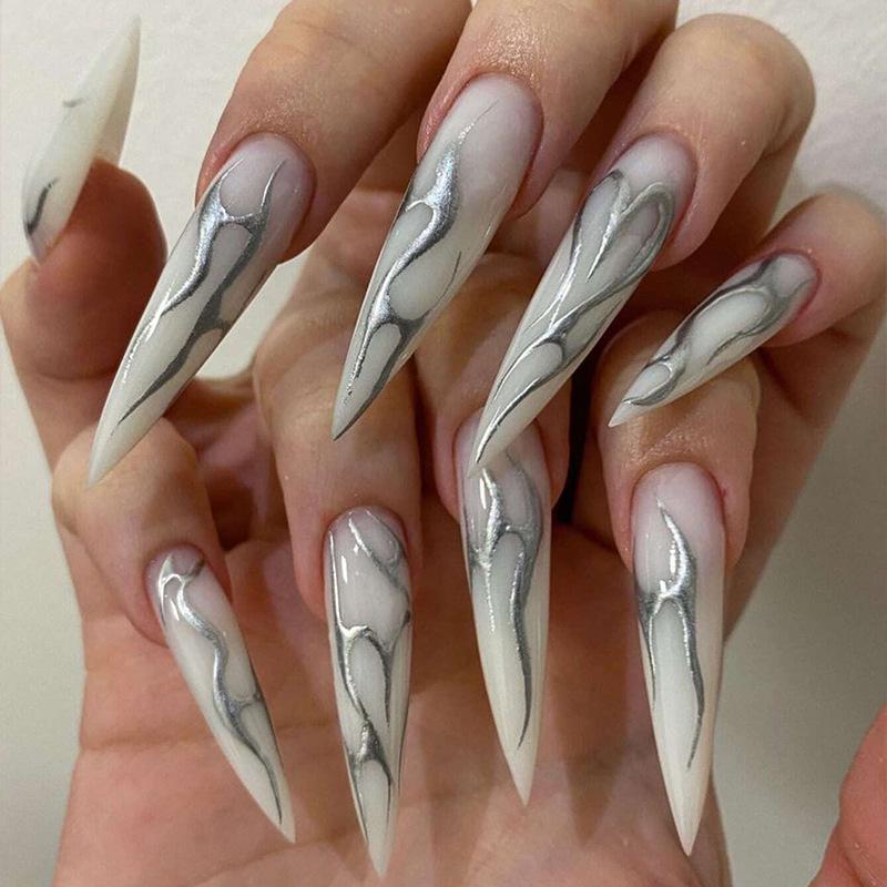 

Trendy Nude Nail Stickers: European & American Style Spicy Girl Handmade Fake Nails