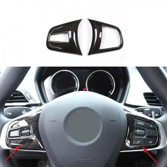 Steering Wheel Button Frame For BMW X2 F39 Cover Trim Wood Grain Black 2018-