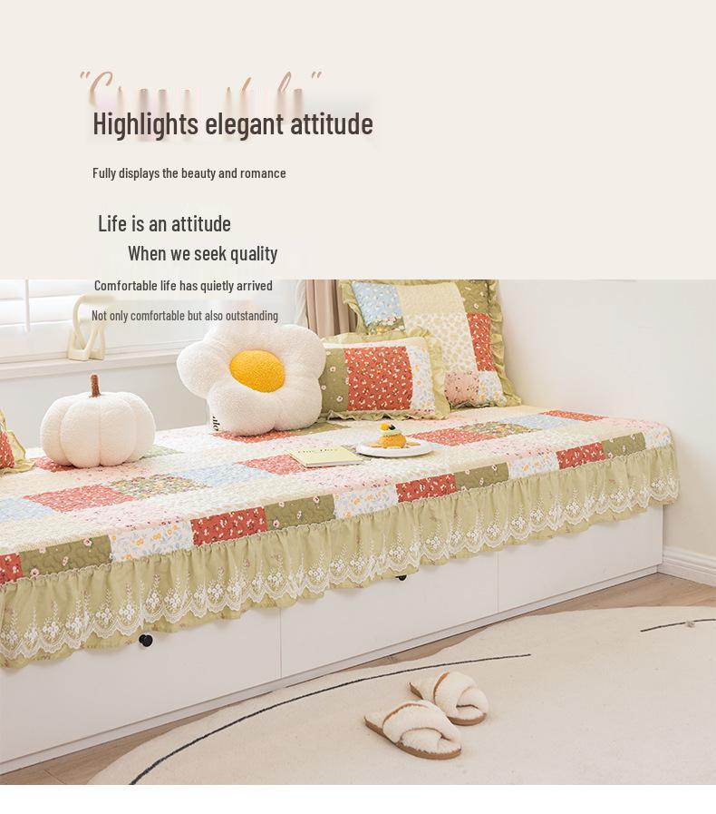 High-End Luxury Bay Window Cushion Set with Valance - Non-Slip & Machine Washable