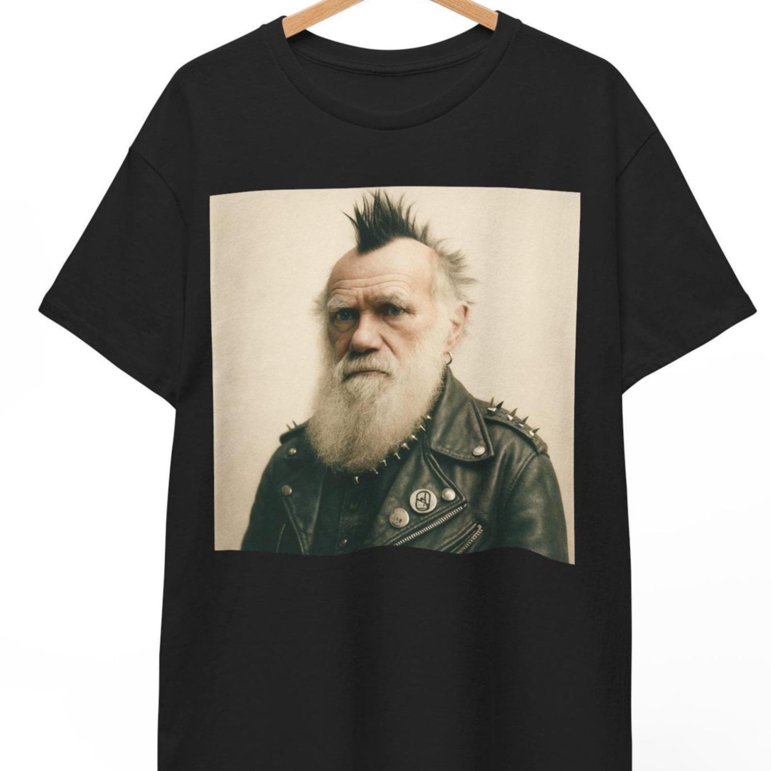 Charles Darwin Punk Rock T-Shirt: Funny Science Meme Tee XL