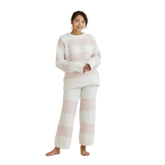 Seap Loungewear Pajama Fluffy Sweatshirt Long 505 Women's Set, & Pants, (Pink)