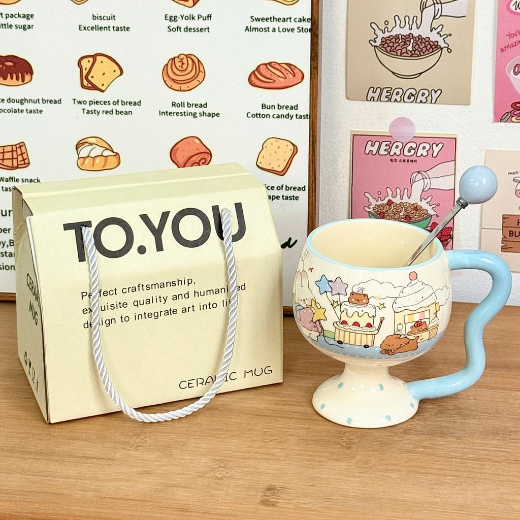 Cute Girl Goblet Cartoon Mug Ceramic Water Cup Household High-value Coffee Cup Good-looking Birthday Gift