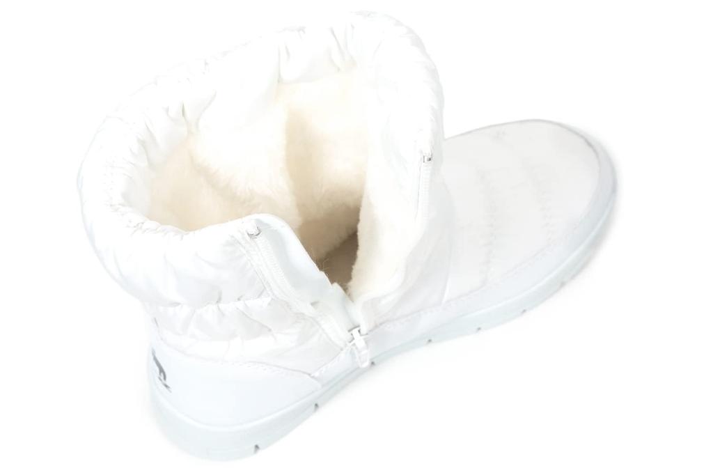 moz U Down Seite Elastische Raffung bei der Kälte Größe M Damenstiefel, Reißverschluss, Öffnung, Wasserabweisend, Wetter, Rutschfeste Sohle, Weiß,