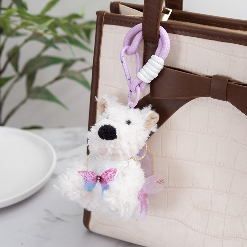 Cartoon Animal Plush Puppy Doll Keychain Anti-lost Car Hanging Pendant  Kids Birthday Gift