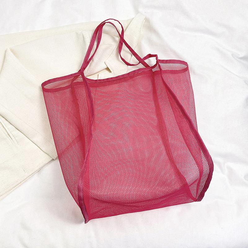 Wiosna 2025 nowa torba na zakupy przezroczysta torba modna na ramię siatkowa torba-wiadro duża pojemność mała świeża torba tote