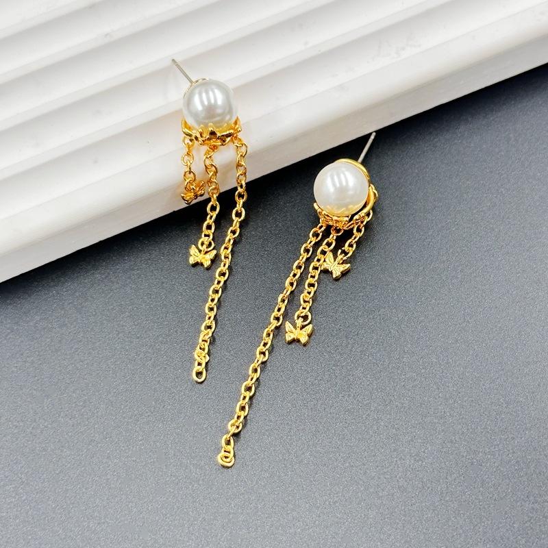 Fashion Bow Earrings Women S Long Tassel Butterfly Stud Earrings золотой