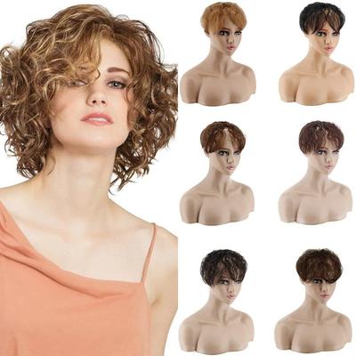 Frauen 3D Air Haarverlängerungen Kunsthaar Fransen Natürliche Perücke Clip-on Haarteil Hellbraun Hochtemperaturperücken Tägliches Tragen