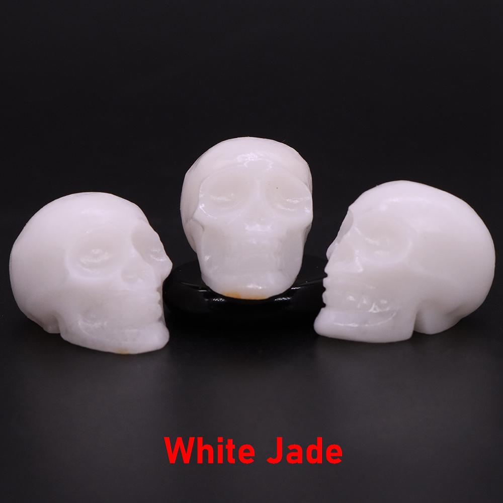 Natural Crystal Skull Ghost Head Statue Rose Quartz Stone Reiki Collectible Diy Gem Carved Spiritual Wicca Home Decor Gift 30Mm