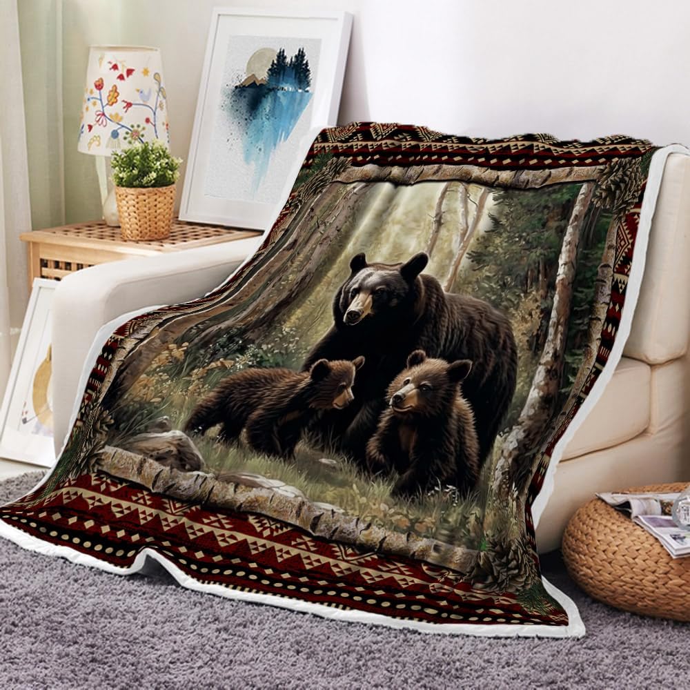 Rustikales Bauernhaus Überwurfdecke Gemütlich Warm Hirsch Bär Sport Fleece Flanell für Sofa Bett Land Holz Jagd Camping Wald Deko