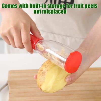 Multifunctional Peeler with Built-In Storage Stainless Steel Blades Fruit Vegetable Peeler Ergonomic Handle Kitchen Gadget for Peeling