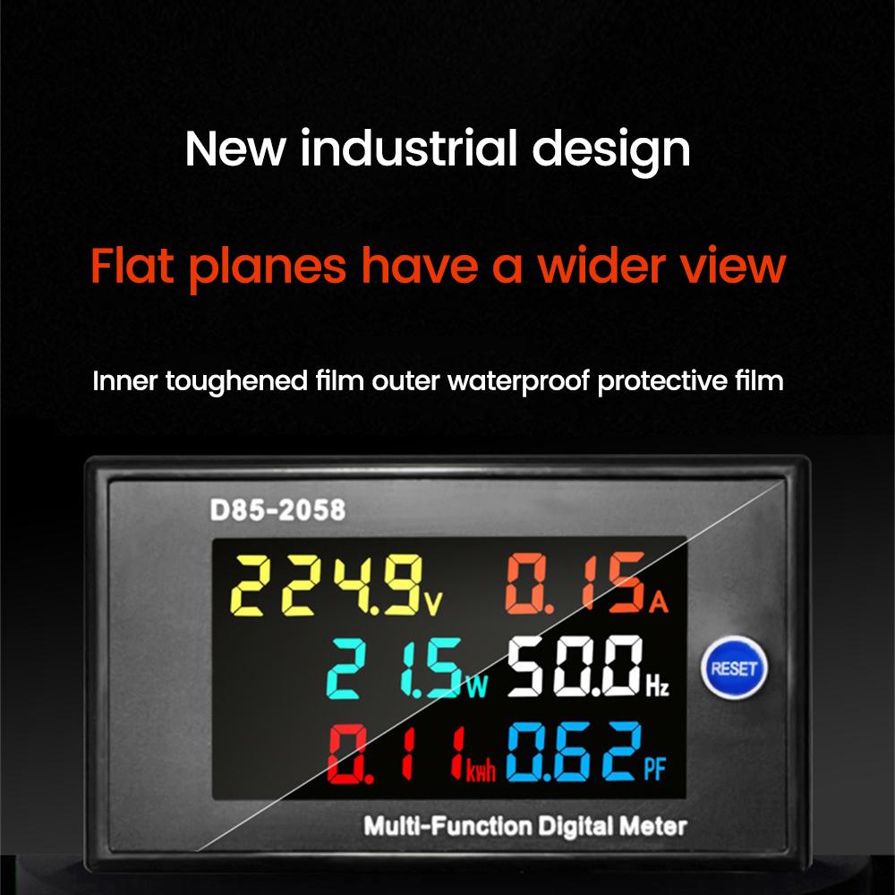 D85-2058 AC40-300V Digital Voltmeter Ammeter Multi-function Single Phase AC Power Frequency Electric Energy Power Factor Monitor