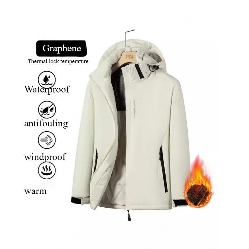 Upgraded Graphene Jacket Men's Autumn and Winter Fleece Thickened Warm Cotton Clothing Windproof and Waterproof Climbing