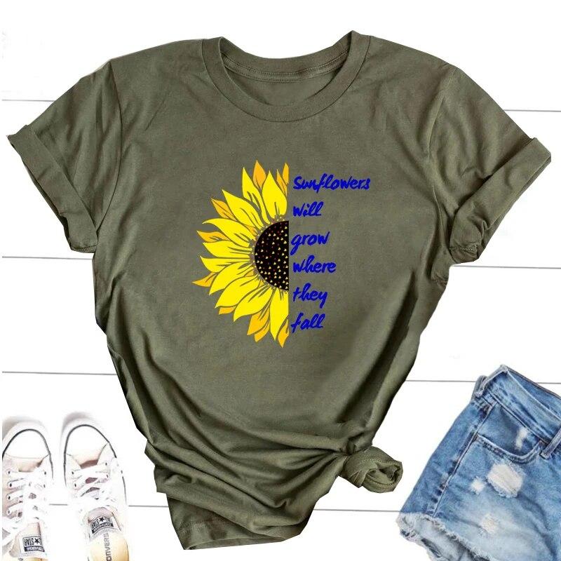 Ukraine Sunflower T-shirt Vintage Ukrainian Lovers Print Graphic T Shirts Women Short Sleeve Y2k Top Casual Tee Shirt Tops Unisex