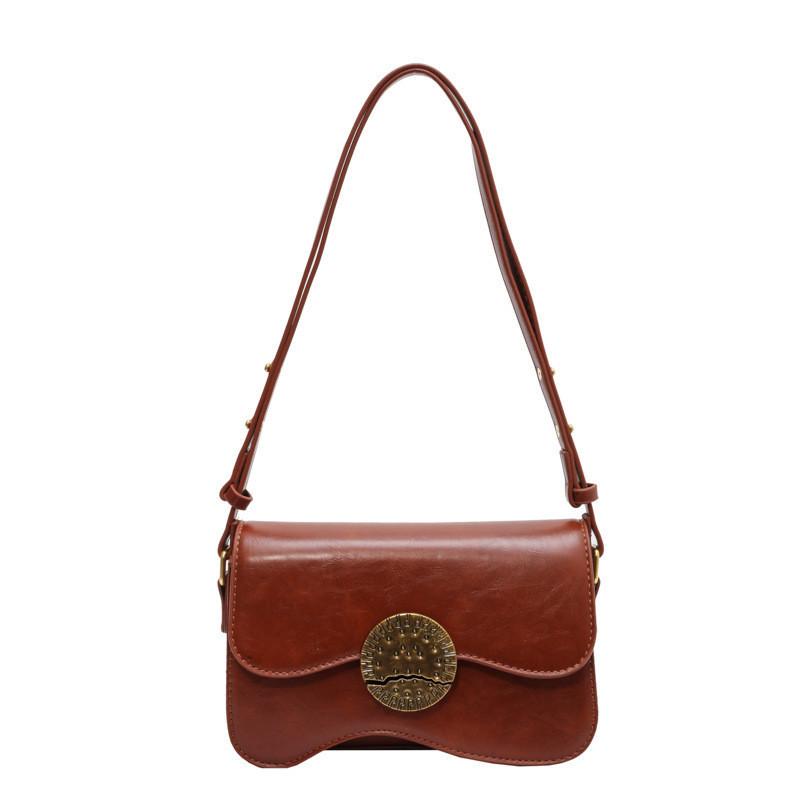 Small Retro Fashion Shoulder Bag Urban Minimalist Style Pu Material Crossbody Bag