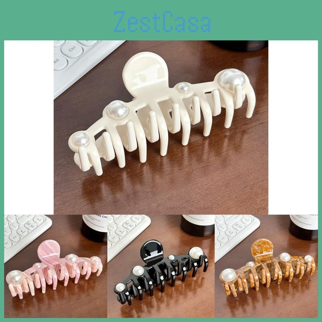 Large Extra Fashionable Pearl Inlaid Acetate Hair Clip Versatile Claw For Effortless Style