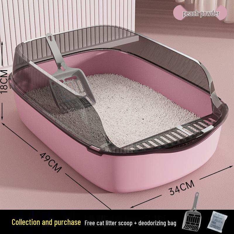 Extra Large Semi-Enclosed Cat Litter Box with Scoop