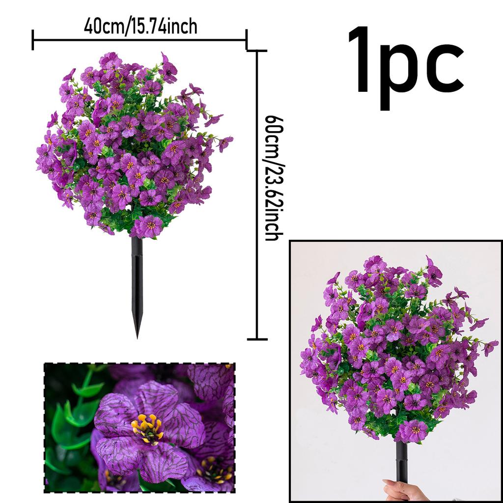 1Bundle Artificial Violet Flowers Balls with Stakes Realistic Outdoor Plants Fake Flower Greenery for Wedding Party Garden Decor