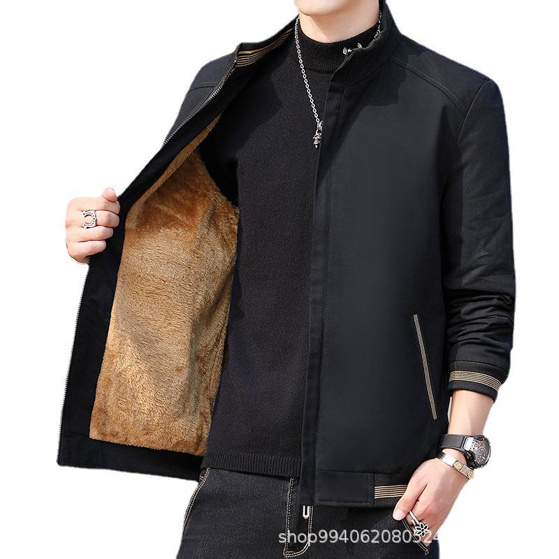 Men's Winter Business Casual Fleece-Lined Jacket - Middle-Aged Cotton Coat