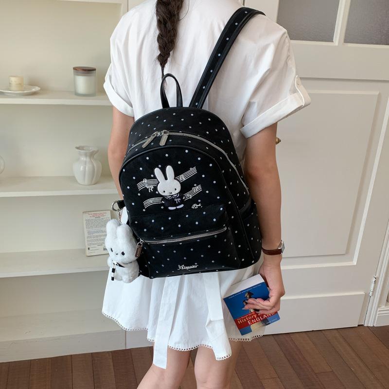 Schoolbag Source Manufacturer New Cute Rabbit Gypsy Backpack Large Capacity Backpack Simple Versatile Polka Dot Schoolbag